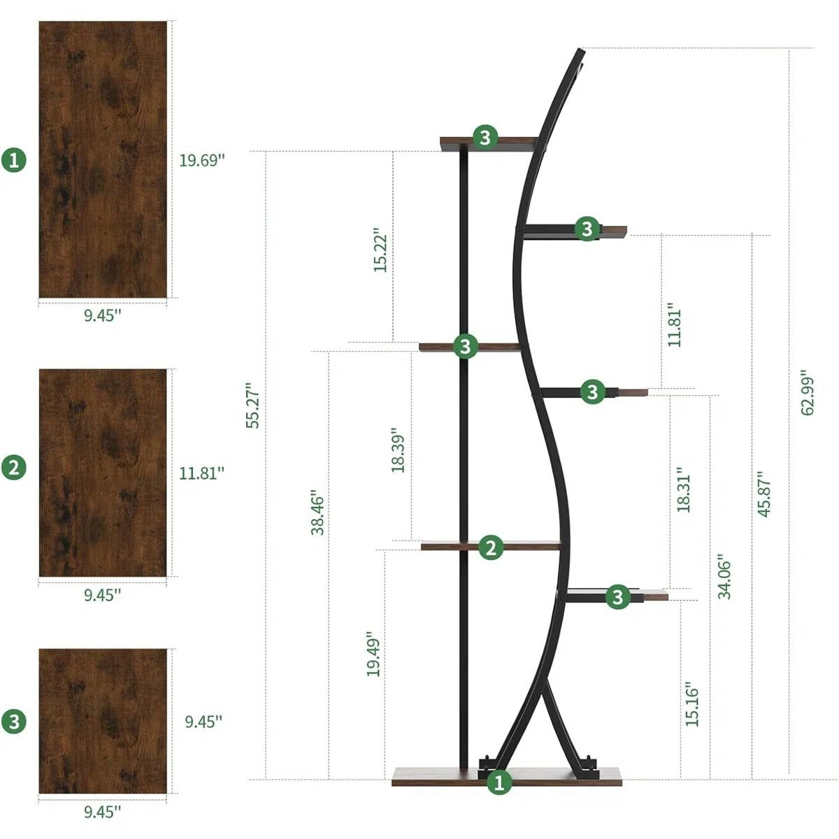 63-inch Tall Modern 6-Shelf Indoor Plant Stand Shelving Unit