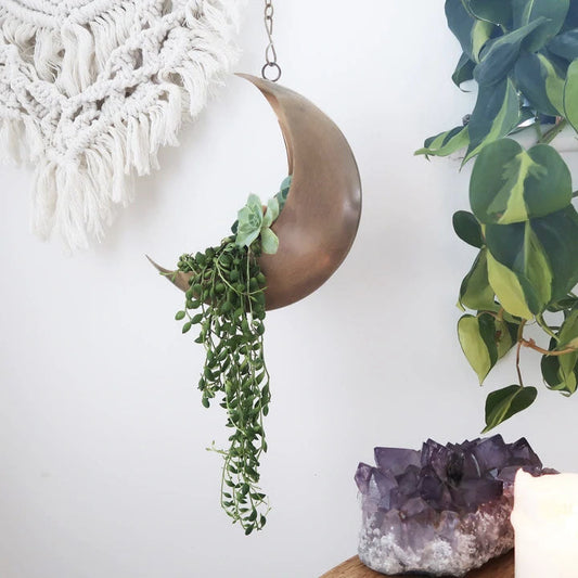 Hanging Metal Moon Planter