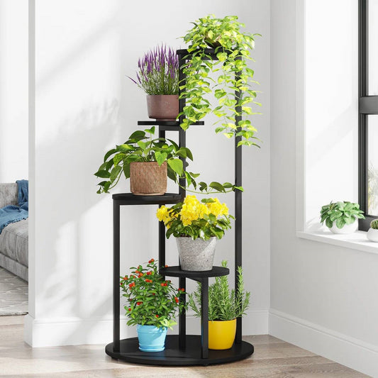 Modern 5-Tier Indoor Plant Stand in Black