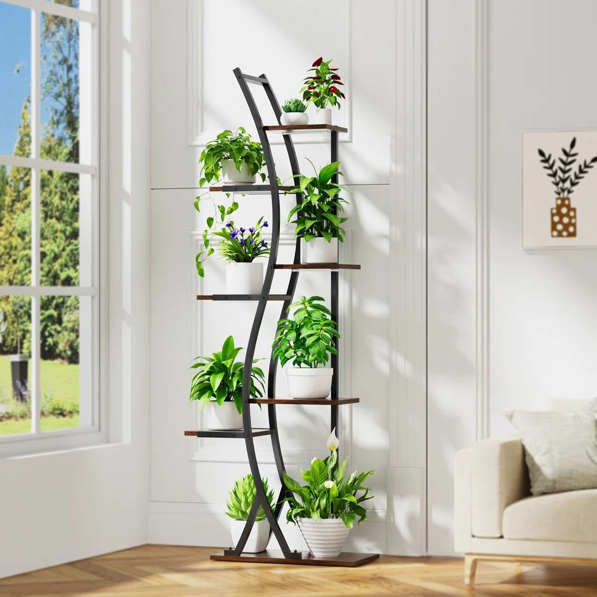 63-inch Tall Modern 6-Shelf Indoor Plant Stand Shelving Unit