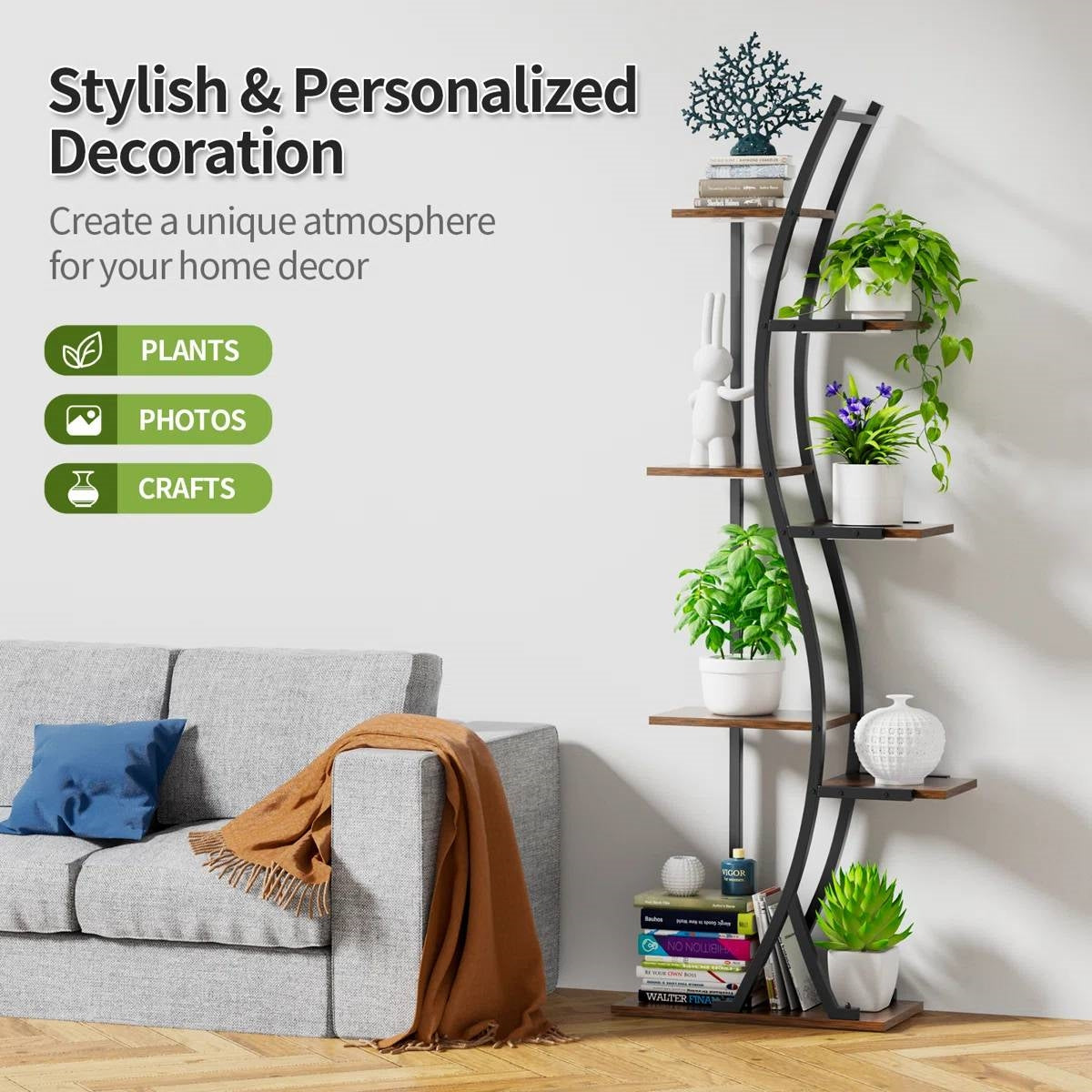 63-inch Tall Modern 6-Shelf Indoor Plant Stand Shelving Unit