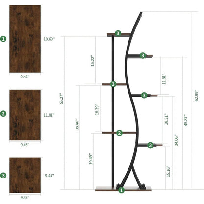 63-inch Tall Modern 6-Shelf Indoor Plant Stand Shelving Unit