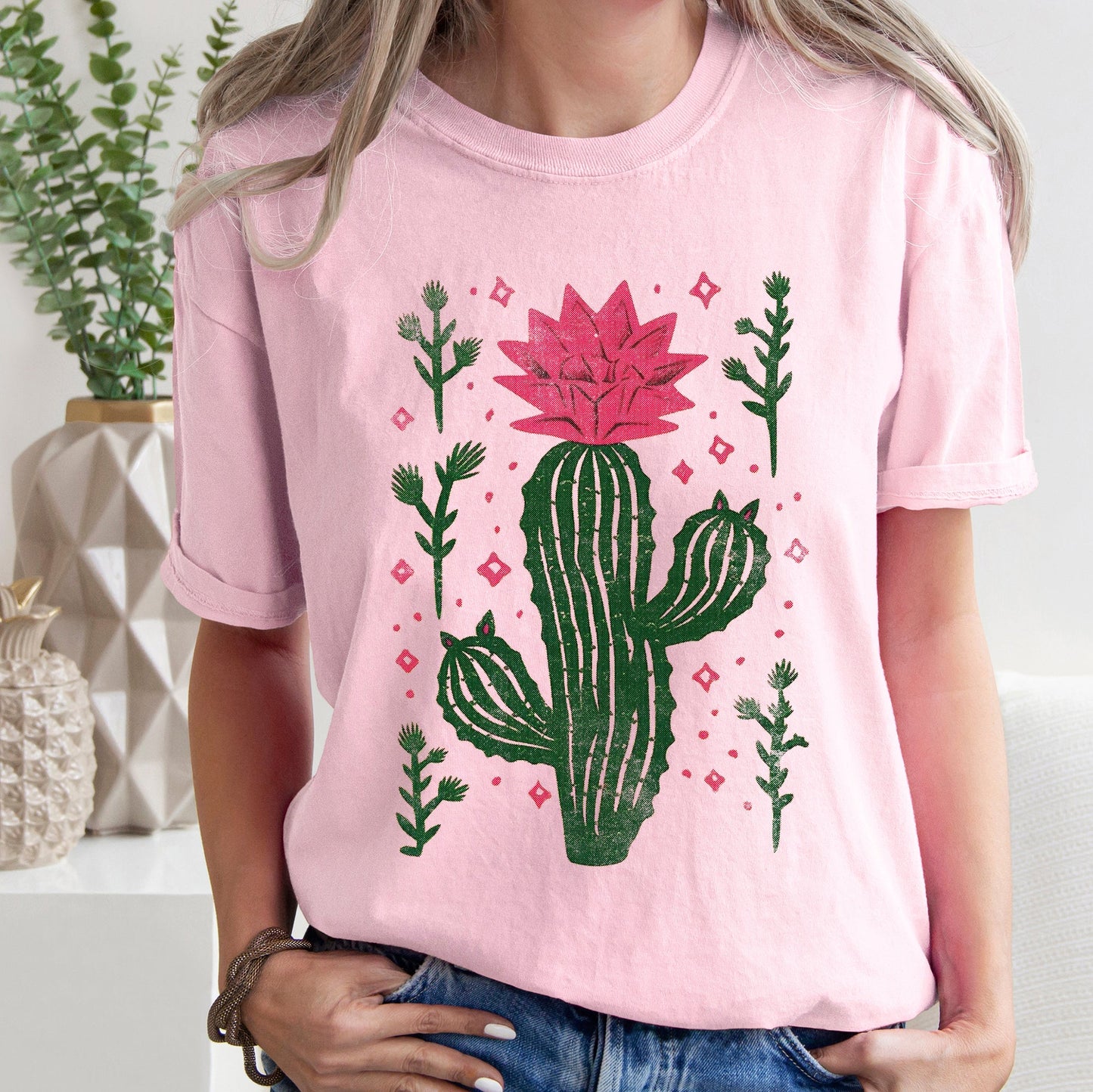 Flowering Desert Cactus, Succulent, Plants, Cowgirl, Tshirt Comfort Colors T-Shirt