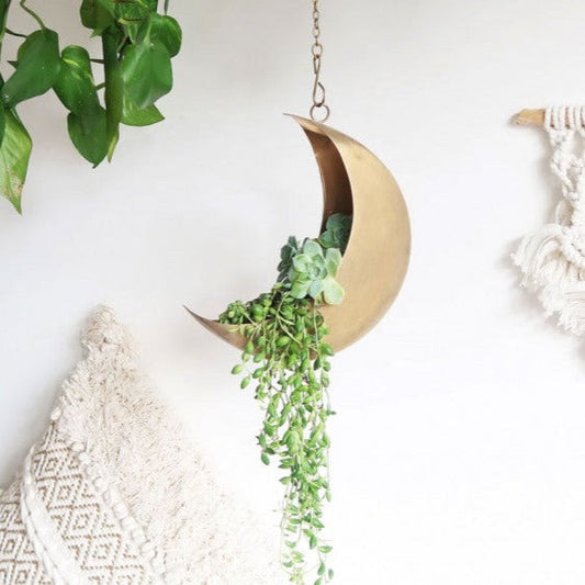 Hanging Metal Moon Planter