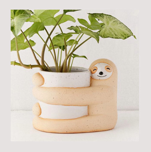 Large Hugging Sloth Planter Pot for Succulents & Plants
