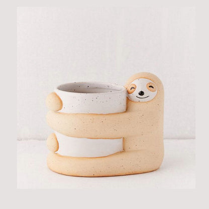 Large Hugging Sloth Planter Pot for Succulents & Plants